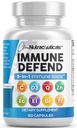 Clean Nutraceuticals Immun Defense Support Supplement 8 in 1 mit Zink 50mg Quercetin, VIT C 1000mg, Vitamin D3 5000 IU, Elderberry, Ginger - Immunsystem Booster für Erwachsene, Vegan - 60 Count