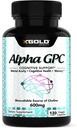 Alpha GPC Choline 600mg, 99% Pure Nootropic Supplement, 120 Veggie Kapseln, Kognitive Enhancer für Gedächtnis, Gehirngesundheit & Fokus