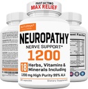Neuropathy Support Supplement mit 1200 mg HP-99 Alpha Lipoic Acid - Max Strength ALA Nerve Formel für Füße Finger Beine - Ultra Potent 18 in 1 Natürliche periphere Nerve Vitamine - 180 Kapseln