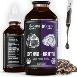 Bio Lion's Mane + Türkei Tail Tincture | Hergestellt mit Pilzen auf unserer Farm in den USA | Dual Extract | Extra-konzentriert (4 fl oz)