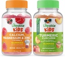 Lebensfähiges Calcium Magnesium & Zink Kinder + Kurkuma Kinder, Gummi Bundle - Große Verkostung, Vitamin Supplement, Glutenfrei, GMO frei, Kaugummi