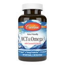 Carlson - MCT & Omega-3, Kokosöl, Caprylic & Capric Acids, EPA & DHA, Energieproduktion, Fettstoff und Gehirngesundheit, 60 Softgels