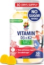 Sugar-Free Vitamin D3 K2 Gummie 5000 IU - Immun- & Knochen-Unterstützungsgummis - Vitamin D-Gummi-Ergänzung für Erwachsene - High-Absorption, Vegan, Halal, Gluten-Free Kaubare Vitamine