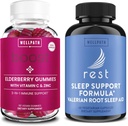 WellPath Elderberry Gummies mit Zink + Rest Valerian Root Schlafhilfe für Erwachsene mit Melatonin & L-Theanine, 60 Ct Jede