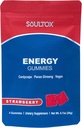 Soultox Energy Mushroom Gummis Erdbeere - Vegan Formel mit Ginseng, Cordyceps, Koffein, Vitamin B12 - Boosts Energie und kognitive Funktion - natürliche Inhaltsstoffe - 10 Pack