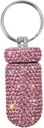 Tragbare Pille Fall Pille Container wasserdicht Pillenhalter mit Schlüsselanhänger Bling Pillen Box Medizin Spender Flaschenspeicher für Outdoor Camping Reisen (Pink)