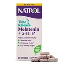 Natrol Melatonin + 5-HTP Time Release Sleep Aid, Triple Action Formel, Beruhigen Sie den Geist, Schläfen Sie schneller und bleiben Sie schlafen länger, 60 Bi-Layer Tablets, Bis zu einem 60-Tage-Versorgung