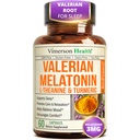 Melatonin 3mg Schlafhilfe mit L-Theanin & Valerian Root – Kurkumin-Ergänzung mit Ginger & Black Pepper – Organic Turmeric Supplement for Sleep, Calm and Stress Relief Support – 60 Kapseln