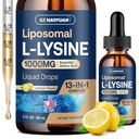 Liposomale L-Lysin 1000MG Flüssigkeitstropfen, 13-in-1 Lysin Ergänzungen – Monolaurin, Olivenblattextrakt mit Vitamin C, B6, D3, B12 & Zink für Kollagen, Lip, Haut und Immununterstützung für Kinder & Erwachsene, 2oz