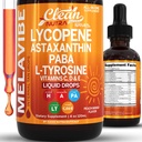 MelaVibe Interne Gerben Drops Supplement Astaxanthin Lycopin PABA L-Tyrosine Beta Carotene Grape Seed Polypodium Leucotomos MSM Gotu Kola Amla Kupfer Selen Haut Radiance von Clean Nutra 4 Fl Oz
