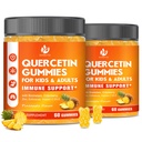 (2 Pack) Quercetina senza zucchero con bromelain Gummies per bambini e adulti - Immune, antiossidante, supporto stagionale, 1000mg Quercetin Supplementi con bromellata, zinco, samburo, vitamina C D3 E, 120 Conte