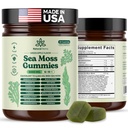 Natural Rems Sea Moss Gummies 16-in-1 - Ashwagandha Black Seed Oil Bladder Wrack Turmeric Vitamin C & D3 mit Manuka Burdock Root Dandelion Yellow Dock Elderberry Apple Cider Vinegar (Green Apple)
