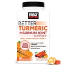 Force Factor Better Turmeric Maximum Joint Support, 1075mg Curcumin mit Ingwer zur Unterstützung von Mobilität, Flexibilität und Komfort, Chews mehr Komfortable als Turmeric Gummis, Fruit Punch, 60 Soft Chews