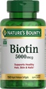 Nature's Bounty Biotin, unterstützt Stoffwechsel für zelluläre Energie und gesundes Haar, Haut und Nägel, 5000 mcg, 150 Softgels