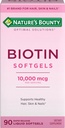 Nature's Bounty Biotin 10000mcg Supplement, Unterstützt gesundes Haar, Haut und Nägel, Optimale Lösungen Haar Vitamin mit Biotin, 90 Rapid Release Liquid Softgels
