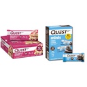 Quest Protein Bars Bundle - Weiße Schokolade Raspberry 12 Count & Cookies 'N Cream Mini 14 Count