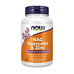Jetzt Nahrungsergänzungsmittel, NAC Quercetin und Zink, Immun- und Atmungsunterstützung*, 1000 mg NAC, 500 mg Quercetin, 15 mg Zink, 90 Veg Kapseln
