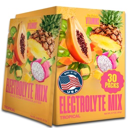 Dr. Price Elektrolytmischung | Zuckerfreies Hydratationspulver mit 72+ Spurenmineralien | Kein Zucker, schnellauflösende Elektrolyte Pulverpackungen | Tropical (30 Packungen)