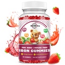 Eisen-Ergänzungsgummis für Kinder - mit Kalzium, Zink, Kinder Multivitamin mit Eisengummis - Immununterstützung, Blut-Erbauer & Energie-Unterstützung für Eisenmangel, Anämie, Vegan - 60 Zähler