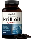 NatureBell Antarktis Krill Oil 2000mg Supplement, 240 Softgels, 3X Stärke Natürliche Quelle von Omega-3s, EPA 240mg + DHA 160mg + Astaxanthin 800mcg – Kein Fisch Nachgeschmack – Mercury Free & Non-GMO