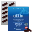 Viva Naturals Antarctic Krill Oil, 1200 mg – Omega-3 DHA & EPA mit Astaxanthin für die Gesundheit der Gelenke, No Fish Burp, 90 Softgels