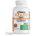 Bronson Vitamin K2 (MK7) mit D3 niedrigerer Dosis 45mcg Vitamin K2 & 1000 IE Vitamin D3 Einfach zu schlucken Tägliche Wartung 2 in 1 Formel Nicht-GVO, 360 Mini-Tabletten
