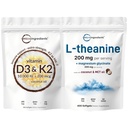 Micro Ingredients Vitamin D3 10.000iu + K2 200mcg & L-Theanin 200mg mit Magnesium Glycinat Bundle 2 Pack | Kokosnuss MCT Öl Infused Softgels | Aminosäure & Mineral Complex