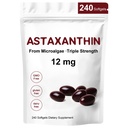 Astaxanthin 12mg,240 Softgels,Premium Astaxanthin Antioxidantien-Ergänzungen,Supports Eye,Skin,Immune, Internal Circulation,Non-GMO, Glutenfrei, No Soy-8 Month Supply