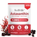 Astaxanthin 12mg 120 Softgels, Premium Astaxanthin Antioxidantien-Ergänzungen mit Antioxidantien-Aktivität, unterstützt Augen, Haut, Immune, Interne Zirkulation