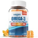 Vegan Omega 3 Gummies 1280mg + Vitamin D3 K2 (MK7), Omega 3 Fischöl Alternative für Erwachsene, w / Algen EPA 600mg & DHA 400mg, MCT Öl - Kein Fischgeschmack - für Gehirn, Auge, Immungesundheit, Zuckerfrei, 1 Packung
