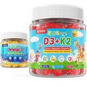 Bambini Vitamina D3 K2 Gummies 2 Pack + Omega 3 Gummies per bambini 2 Pack