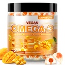 Vegan Omega-3 Gummie - Fischöl Omega 3 Ergänzungen Alternative für Erwachsene - Algae DHA 600mg & EPA 400mg, Vitamin D3 K2 - Kein Fisch Geschmack - für Gehirn, Auge, Immununterstützung - Zuckerfrei,120 Zähler