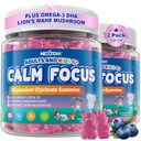 Fokus Gummi für Kinder & Erwachsene, w/Magnesium Glycinate, Omega-3 DHA, Lion's Mane, L-Theanin, Methyl B12 & Vitamin D3, Brain Supplement Support Calm, Schlaf, Aufmerksamkeit, Konzentration und Gedächtnis, 120Cts