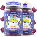 Kinder Schlafgummis NO Melatonin - Triple Magnesium Glycinate + Saffron, GABA, Berry & Nut Superfood Gummis, Sugar Free Nighttime Sleep Aid & Calm für Kinder 4+ Teens, Entspannung, Gehirn & Muskel, 2Pack