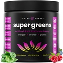 NutraChamps Super Greens Powder Premium Superfood | 20+ Organic Green Veggie Whole Foods | Weizengras, Spirulina, Chlorella | Antioxidant, Verdauungsenzym & Probiotic Blends (9.1 OZ, Antioxidans)
