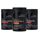 Sport Research® Antioxidans Support Pack - Hohe Potenz Liposomal Vitamin C Supplement 1000mg + Coenzym Q10 100mg + Triple Strength Astaxanthin 12mg w/Organic Coconut Oil