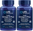 Life Extension Super Omega-3 Plus EPA/DHA Fish Oil, Sesam Lignans, Olive Extract, Krill & Astaxanthin - Herz, Gehirn & Joint Health Support - Glutenfrei, Non-GMO - 120 Softgels,(Pack von 2)