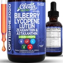 Clean Nutra Lutein und Zeaxanthin Augen Vitamine Ergänzung Lycopin Astaxanthin Bilberry Flüssigkeit Tropfen | Organic Astaxanthin Tägliche Lutein für Augen Gesundheit Unterstützung Vitamin Minerals Extrakt | 60 Portionen