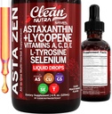 Clean Nutra Astaxanthin Lycopin Flüssigkeitstropfen Absorptionsunterstützung Vitamine A C D E 4 fl oz – Potent Natural D3 C E A & Selen L-Tyrosin Formel Reine Antioxidantien Mischung Verbesserte Nährstoffaufnahme