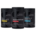Sport Research® Antioxidans Support Pack w/Triple Strength Vegan Astaxanthin Supplement von Algae, Omega-3 Fischöl 1250mg und Vitamin D3 5000iu & Mk7 Vitamin K2 mit Kokosnuss MCT Öl