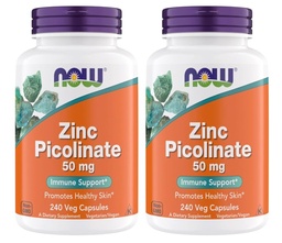 Jetzt Ergänzungen, Zink Picolinat 50 mg, Unterstützt Enzymfunktionen, Immununterstützung, Non-GMO, Kosher, Geeignet für Vegane - 240 Vegetarische Kapseln (Pack von 2)