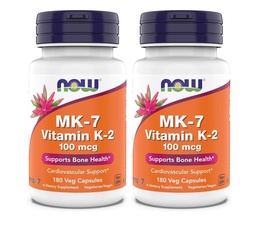 Jetzt Ergänzungen, MK-7 Vitamin K-2 100 mcg, Herz-Kreislauf-Unterstützung*, Unterstützt Knochengesundheit*, 180 Veg Kapseln (Pack von 2)