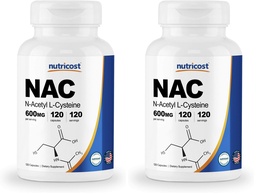 Nutricost N-Acetyl L-Cystein (NAC) 600mg, 120 vegetarische Kapseln - Non-GMO, Glutenfrei, Vegetarische Kapseln (Pack von 2)