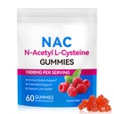Daiasns NAC Gummies für Erwachsene & Kinder 1000mg - Kaubares NAC Supplement N-Acetyl Cystein unterstützt Lunge & Leber Detox, Antioxidant & Immunabwehr, Erdbeergeschmack 60 Count
