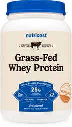 Nutricost Grass-Fed Whey Protein Concentrato (Unflavored) 2LBS - Undenatured, Non OGM, Gluten Free