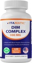 Vitamatic DIM Supplement Complex für Damen und Herren - 300mg - 120 Veg Kapseln - Made with Black Pepper, Broccoli Powder & Kale Powder - Non-GMO & Gluten Free - Unterstützt Hormonal Balance