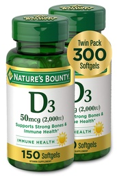 Nature's Bounty Vitamine D3, soutient le système immunitaire et la santé osseuse, 50mcg, 150 Softgels (paquet de 2)