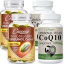 Liposomal CoQ10 800mg 2PCS Bundle mit Ubiquinol CoQ10 600 MG Softgels mit Omega-3 & Shilajit & PQ2PCS