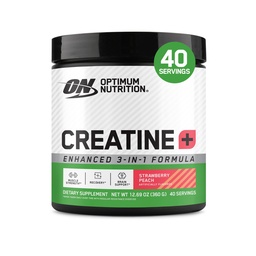 Optimum Nutrition Creatine Monohydrate Plus Pulver, Erdbeer Peach Flavored Creatine Performance Blend, mit Elektrolyten für Hydration, Vitamine, 40 Servierungen, 360 Grams (Packaging May Vary)