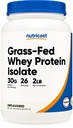 Nutricost Grass-Fed Whey Protein Isolate (Unflavored) 2LBS - Non-OGM, Gluten Free, Pure Protein